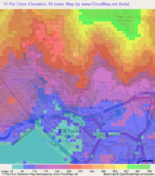 Yi Pei Chun,Hong Kong Elevation Map
