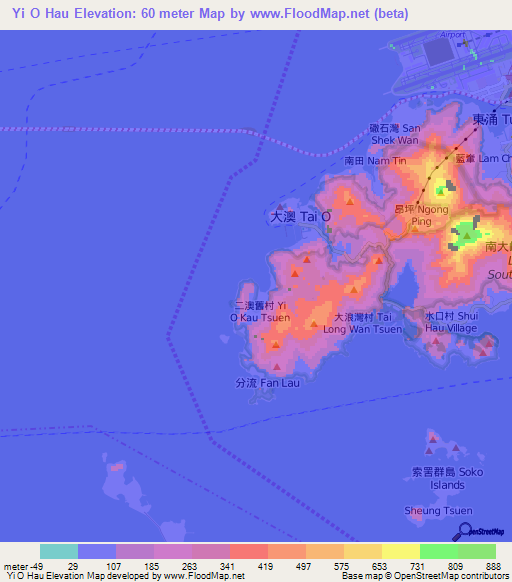 Yi O Hau,Hong Kong Elevation Map