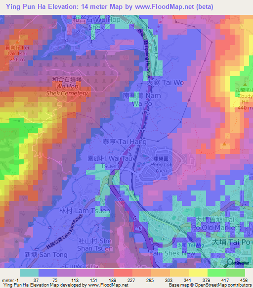Ying Pun Ha,Hong Kong Elevation Map