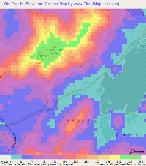 Yim Tso Ha,Hong Kong Elevation Map