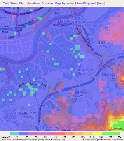 Yan Shau Wai,Hong Kong Elevation Map