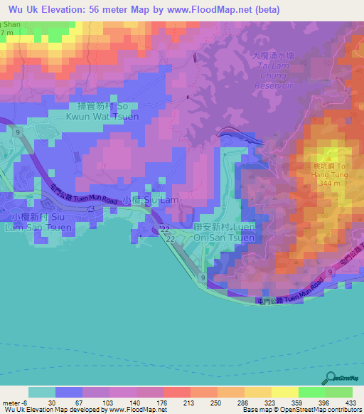 Wu Uk,Hong Kong Elevation Map