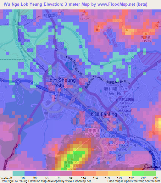 Wu Nga Lok Yeung,Hong Kong Elevation Map