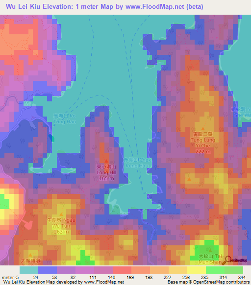 Wu Lei Kiu,Hong Kong Elevation Map
