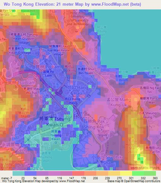 Wo Tong Kong,Hong Kong Elevation Map