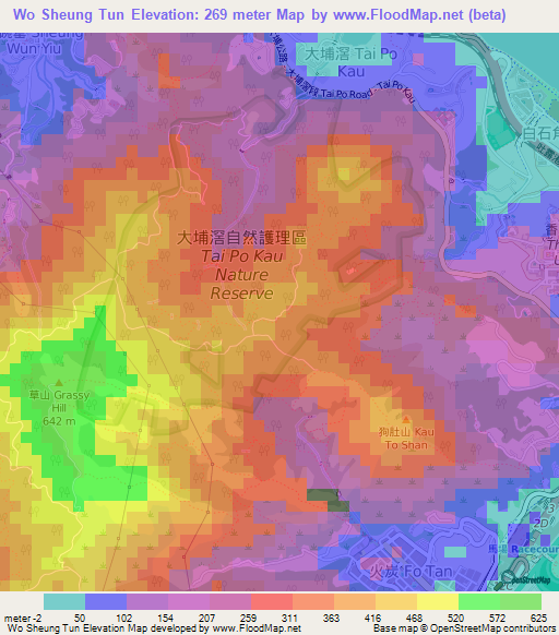 Wo Sheung Tun,Hong Kong Elevation Map