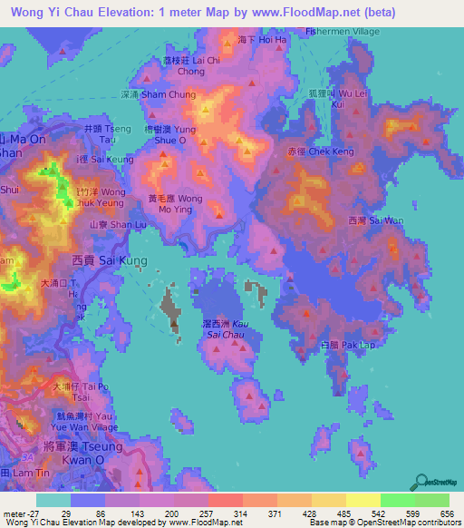 Wong Yi Chau,Hong Kong Elevation Map