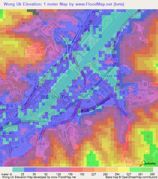 Wong Uk,Hong Kong Elevation Map