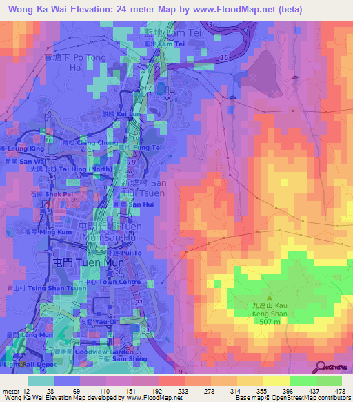 Wong Ka Wai,Hong Kong Elevation Map