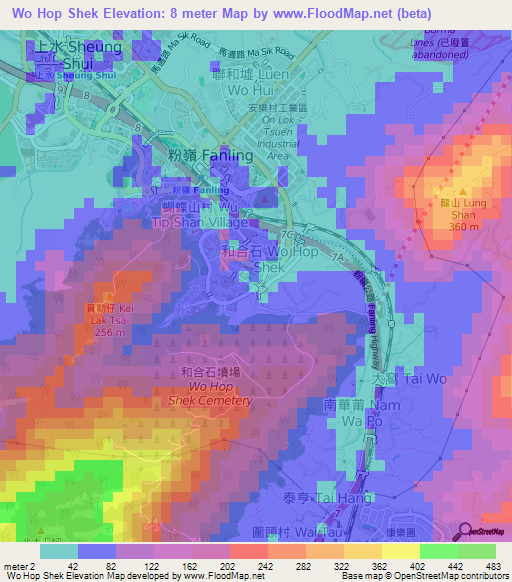 Wo Hop Shek,Hong Kong Elevation Map