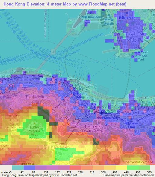 Hong Kong,Hong Kong Elevation Map