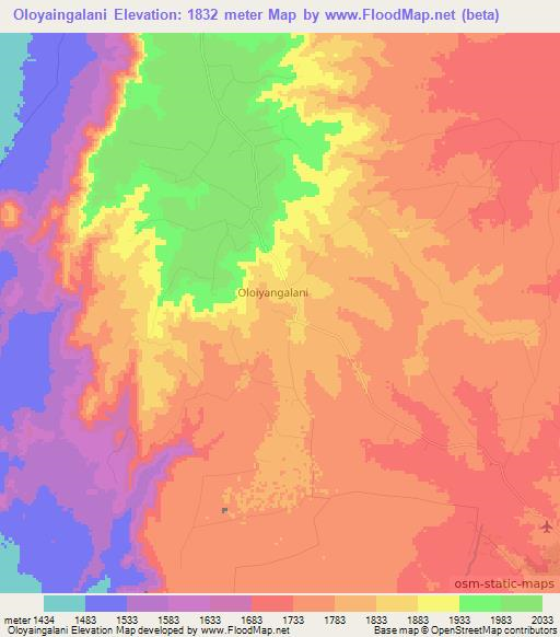 Oloyaingalani,Kenya Elevation Map