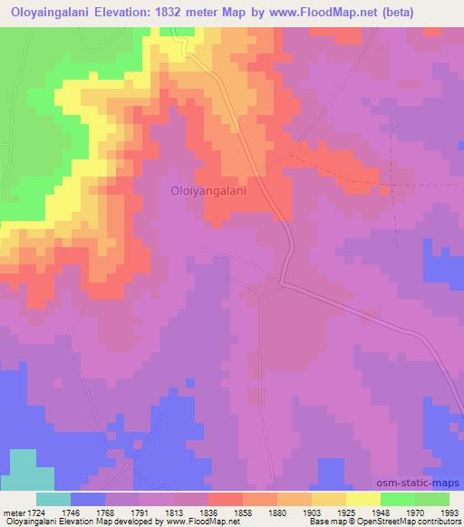 Oloyaingalani,Kenya Elevation Map