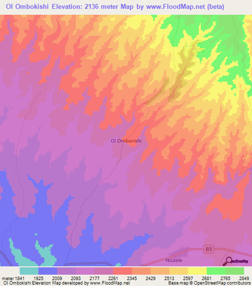 Ol Ombokishi,Kenya Elevation Map
