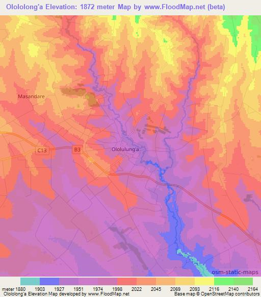 Olololong'a,Kenya Elevation Map