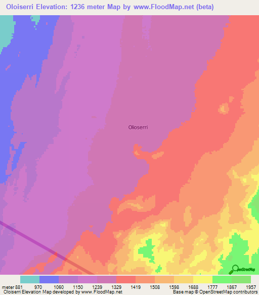 Oloiserri,Kenya Elevation Map