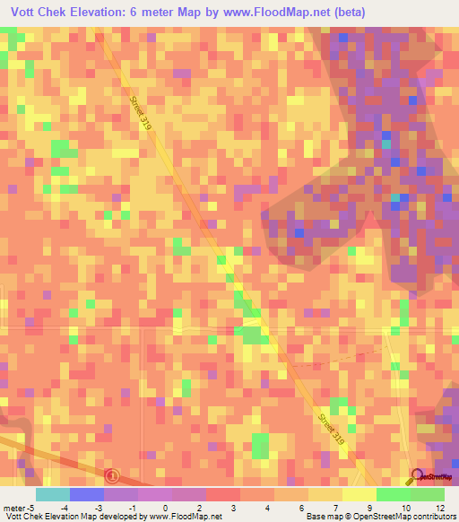 Vott Chek,Cambodia Elevation Map
