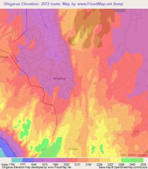 Olngarua,Kenya Elevation Map