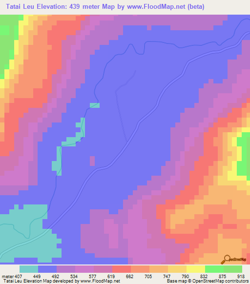Tatai Leu,Cambodia Elevation Map