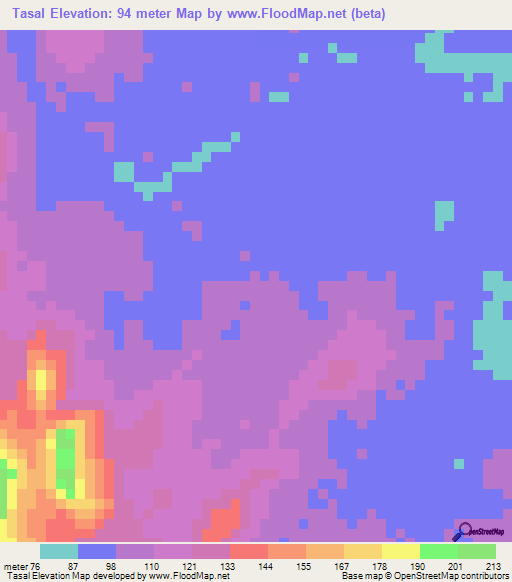 Tasal,Cambodia Elevation Map