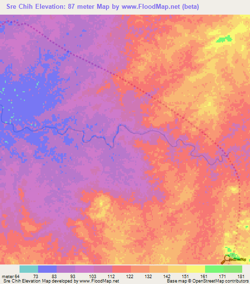 Sre Chih,Cambodia Elevation Map