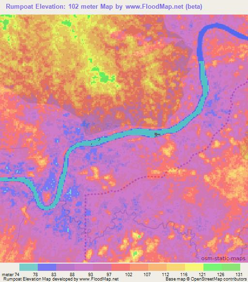 Rumpoat,Cambodia Elevation Map