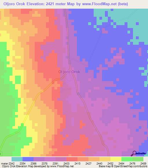 Oljoro Orok,Kenya Elevation Map