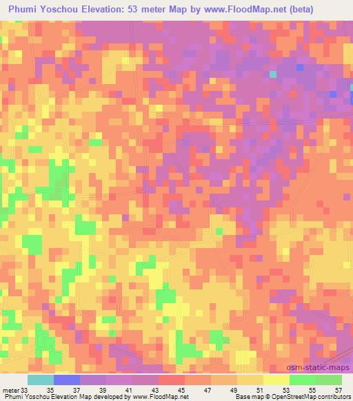 Phumi Yoschou,Cambodia Elevation Map