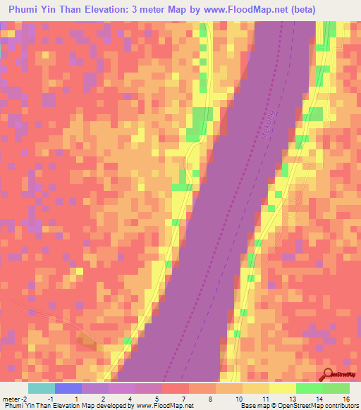 Phumi Yin Than,Cambodia Elevation Map