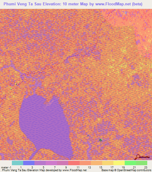 Phumi Veng Ta Sau,Cambodia Elevation Map