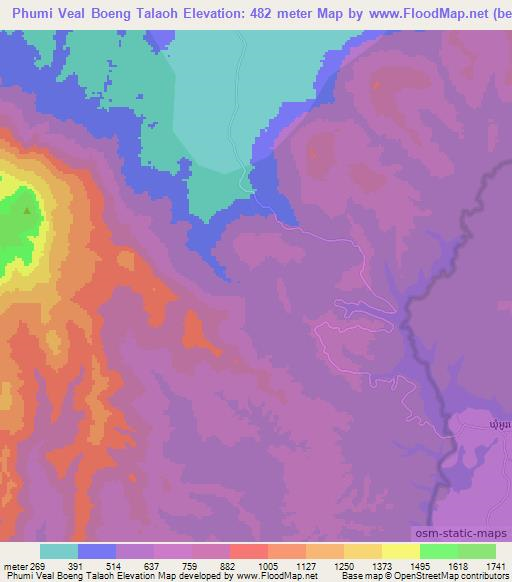 Phumi Veal Boeng Talaoh,Cambodia Elevation Map