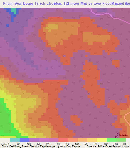 Phumi Veal Boeng Talaoh,Cambodia Elevation Map