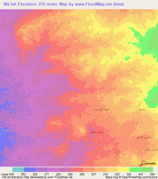 Ma`ish,Syria Elevation Map
