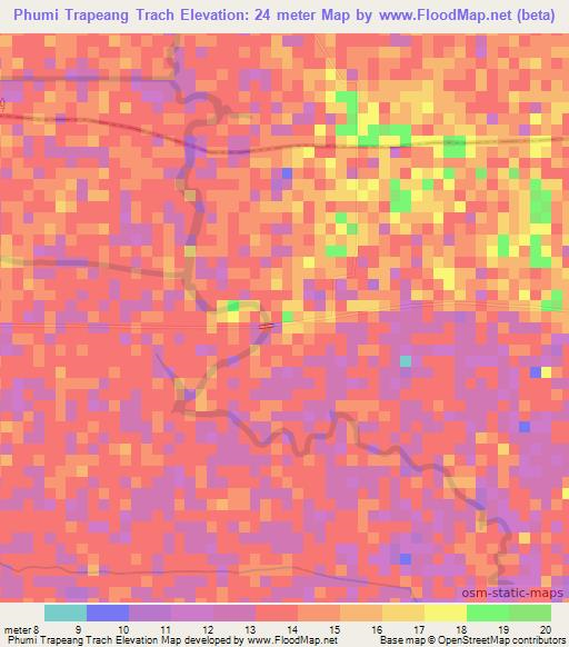 Phumi Trapeang Trach,Cambodia Elevation Map