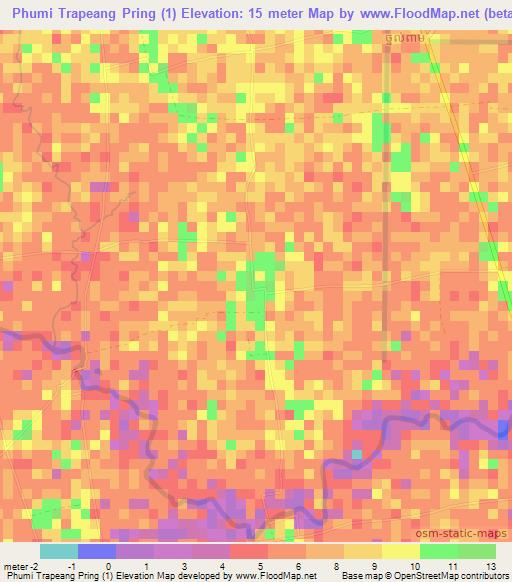 Phumi Trapeang Pring (1),Cambodia Elevation Map