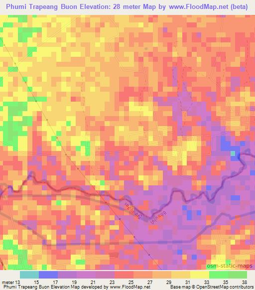 Phumi Trapeang Buon,Cambodia Elevation Map