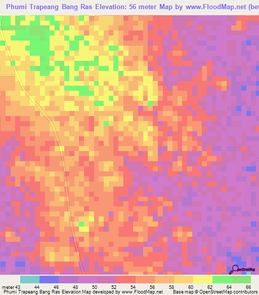 Phumi Trapeang Bang Ras,Cambodia Elevation Map