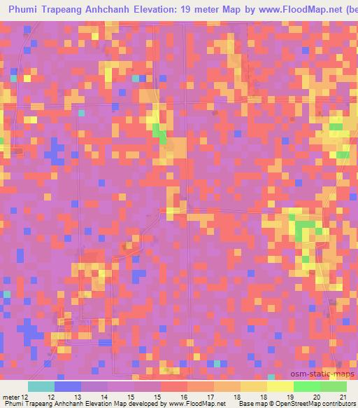 Phumi Trapeang Anhchanh,Cambodia Elevation Map