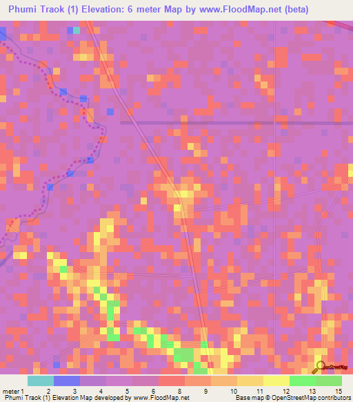 Phumi Traok (1),Cambodia Elevation Map