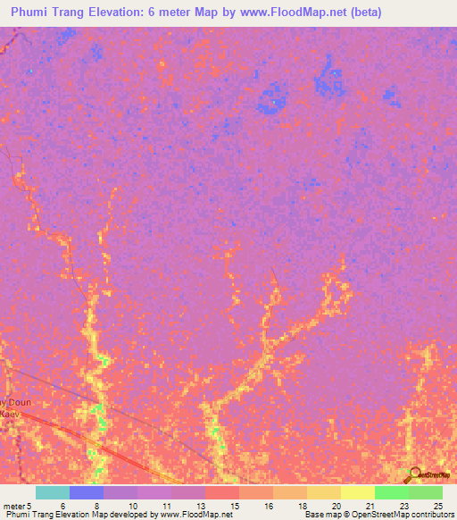 Phumi Trang,Cambodia Elevation Map