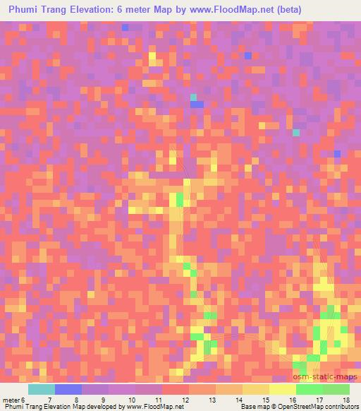 Phumi Trang,Cambodia Elevation Map