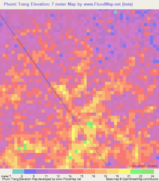 Phumi Trang,Cambodia Elevation Map