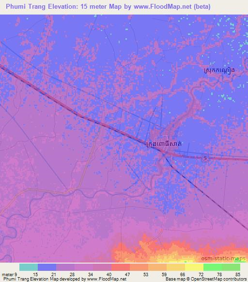 Phumi Trang,Cambodia Elevation Map