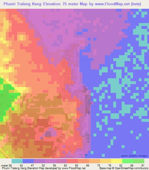 Phumi Traleng Keng,Cambodia Elevation Map
