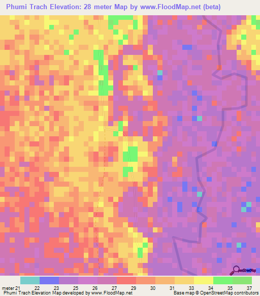 Phumi Trach,Cambodia Elevation Map