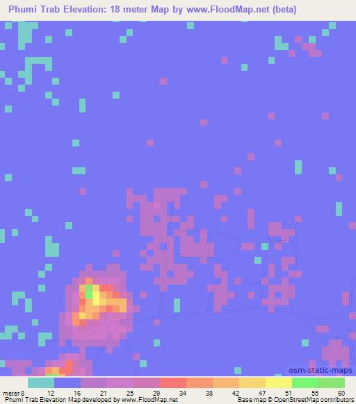 Phumi Trab,Cambodia Elevation Map