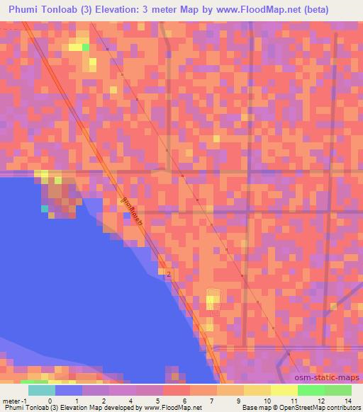 Phumi Tonloab (3),Cambodia Elevation Map