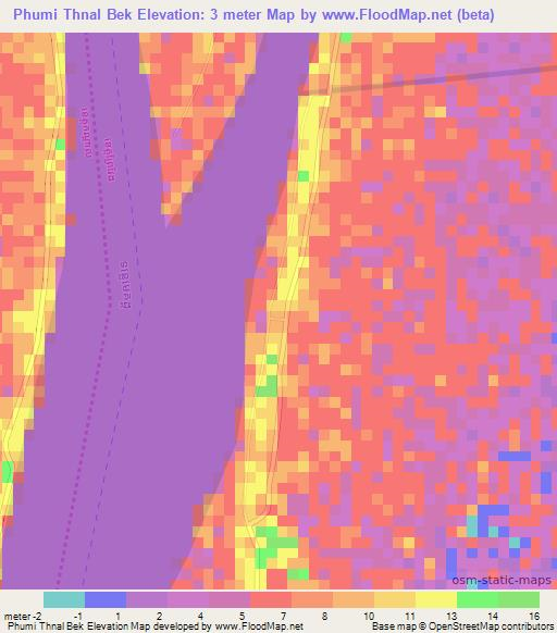 Phumi Thnal Bek,Cambodia Elevation Map