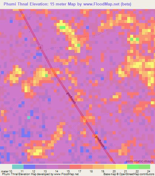 Phumi Thnal,Cambodia Elevation Map