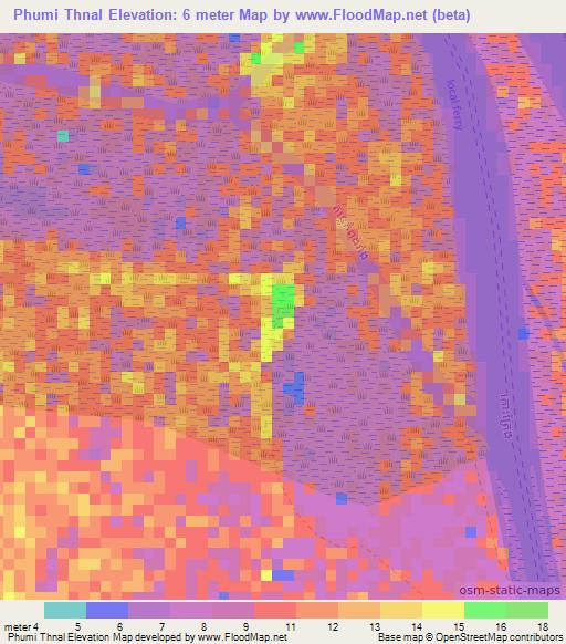 Phumi Thnal,Cambodia Elevation Map